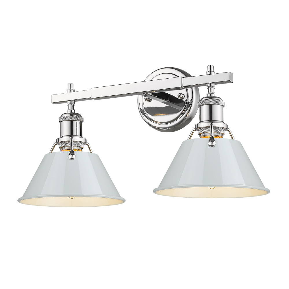 Yep by Golden Lighting Orwell 2-light Vanity in Chrome and Dusky Blue shade